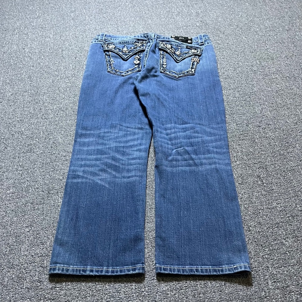 Miss Me Boyfriend Capri Jeans 30 Blue Embellished Embroidered Y2K JB5501P2